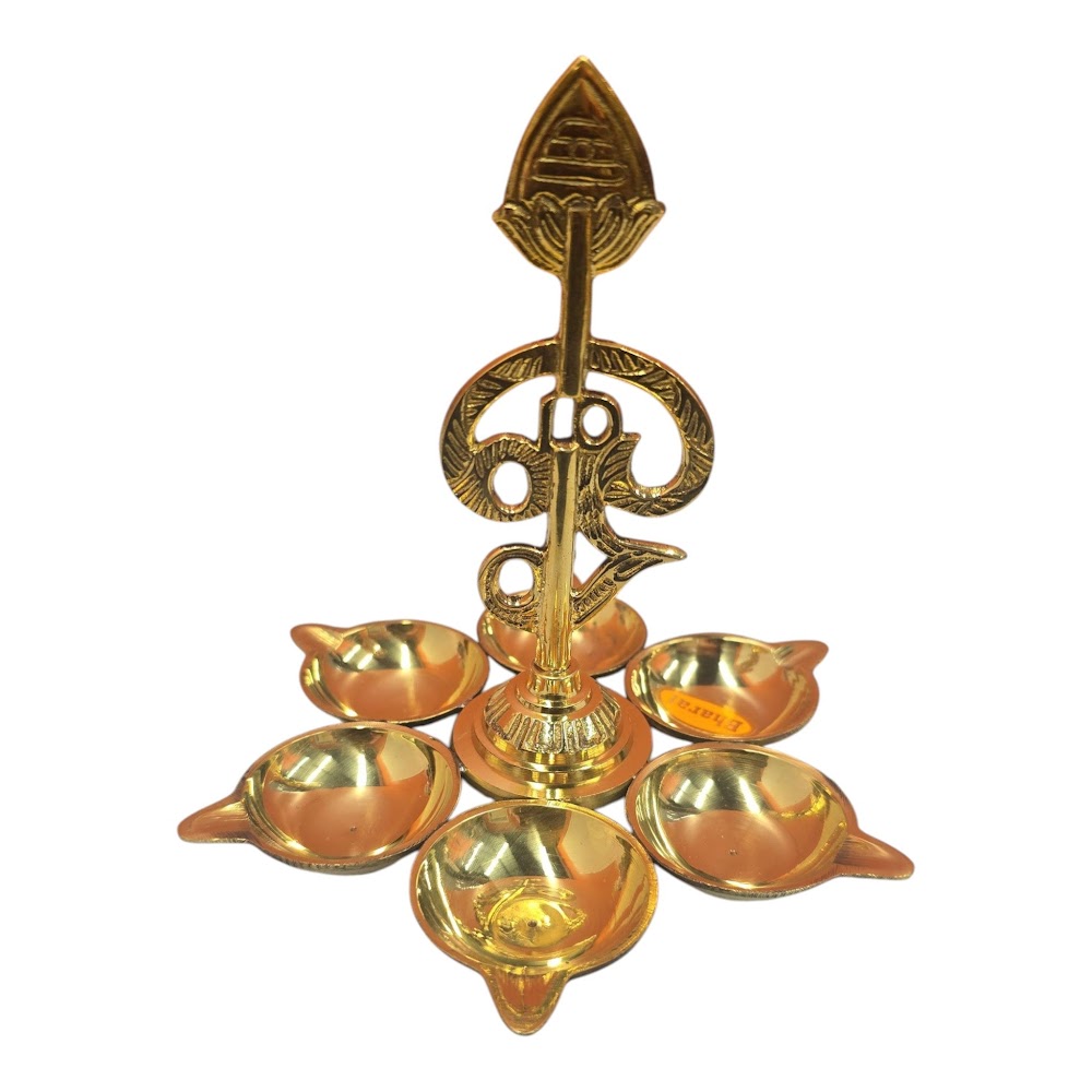 Om 6 Face Vilaku - 5 Inch (Traditional Pooja Lamp)