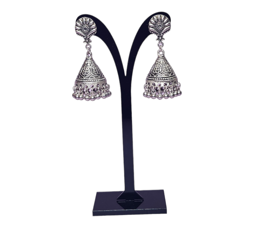 Studs Shell Style Earrings Oxidized Silver Party Wear Jimikki | Traditional Fashion Jewellery