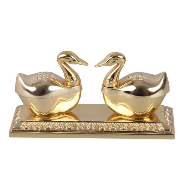 Double Golden Duck kumkum Box | Puja & Ritual Essential