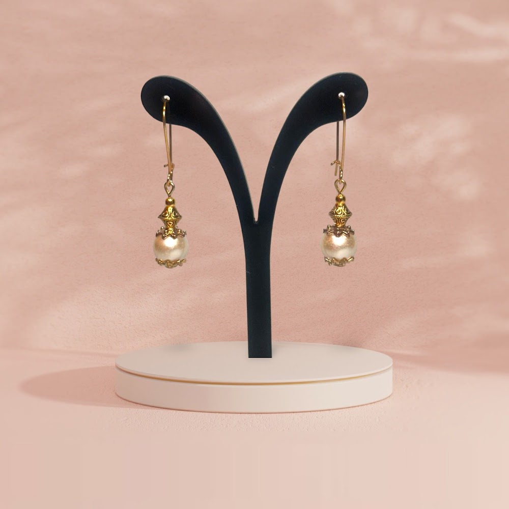Pearl Golden Hook Earring / Hanging Earring / Small Drops | Traditional Fashion Jewellery