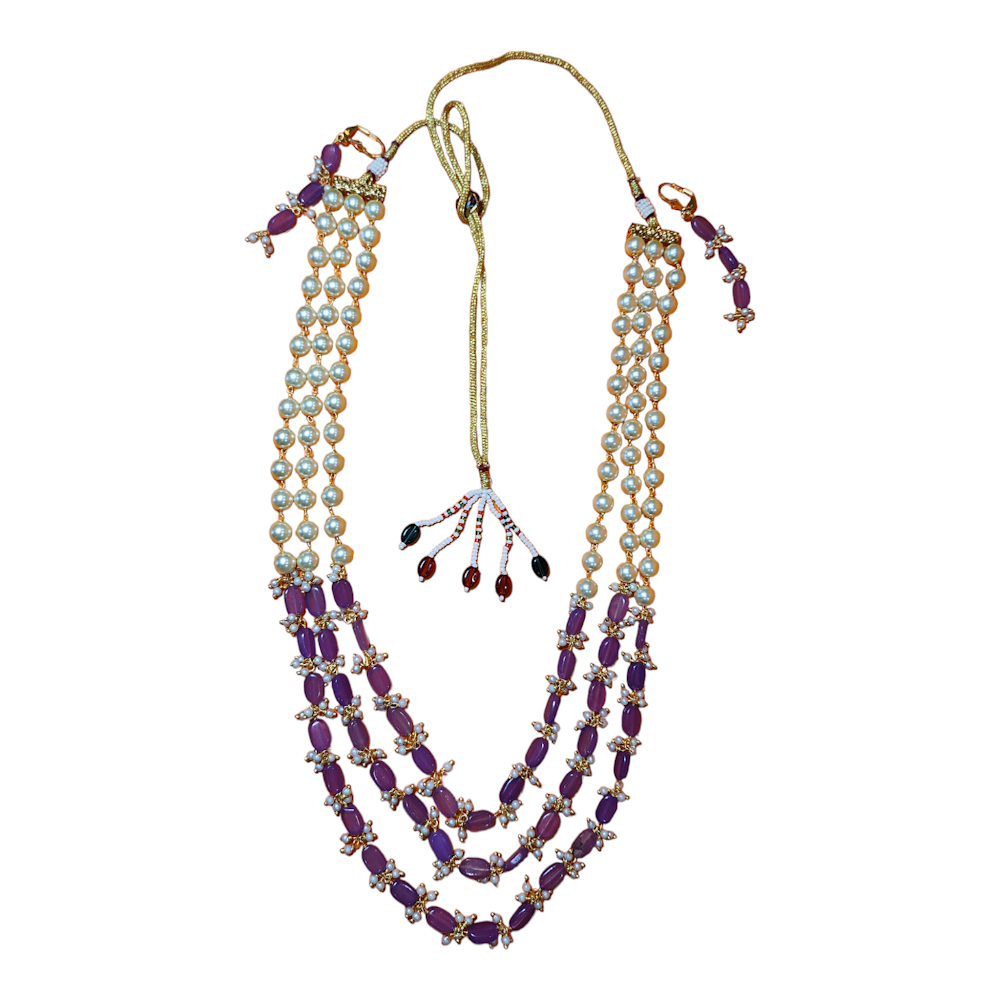 Necklaces Set Purple Pearl Fancy Style Party wear | Traditional Fashion Jewellery