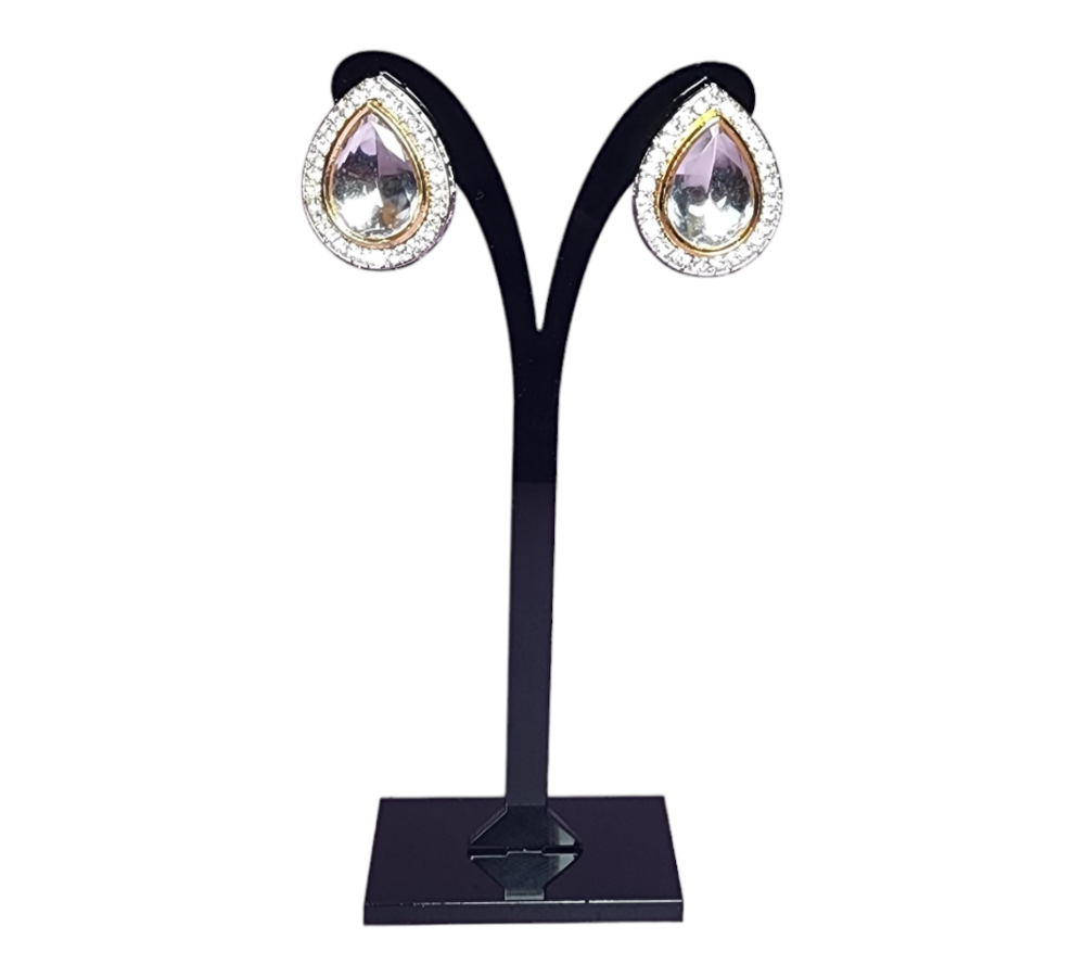 Studs Earrings Fancy White Rhodium Party Wear | Traditional Fashion Jewellery