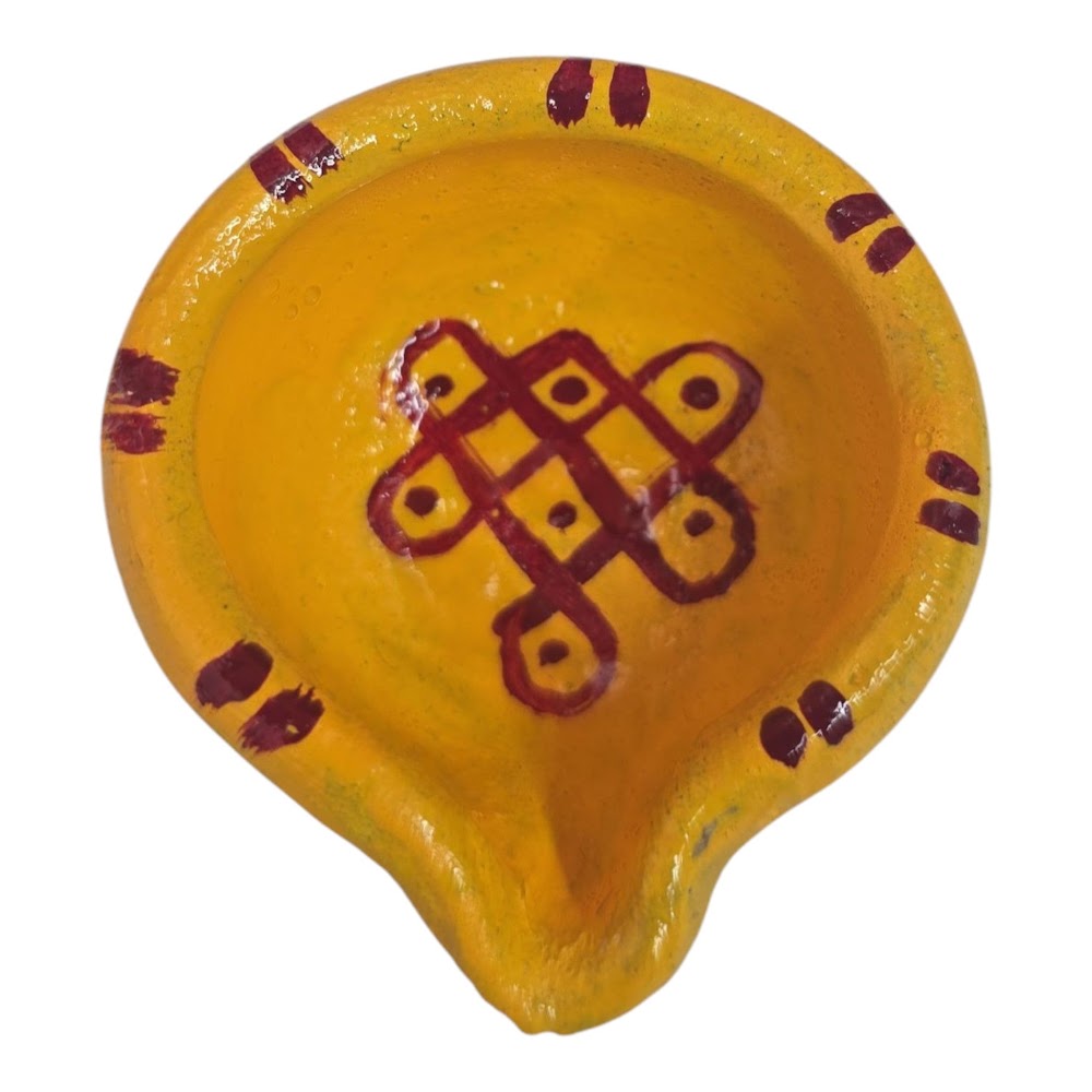 Agal Vilaku - Clay Hand-Painted & Decorated (Traditional Oil Lamp)