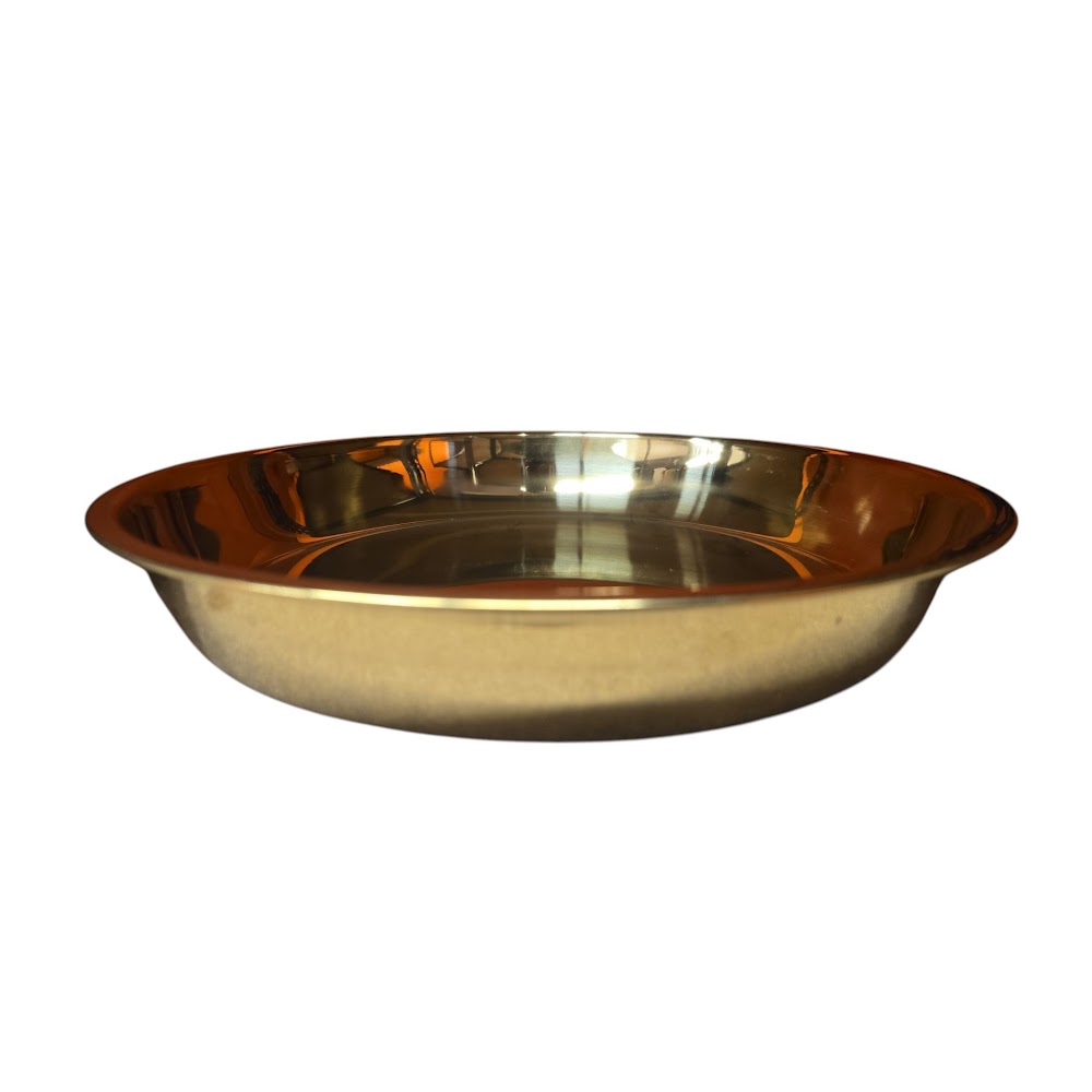 12-Inch Plain Gold-Plated Thampulam Thattu - Deep Base