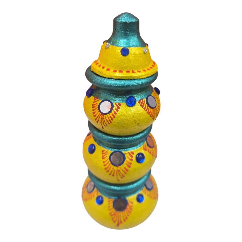 Kubera Clay Pot Set – Hand-Painted & Decorated (4 Pieces, 10-Inch) | Traditional Idol