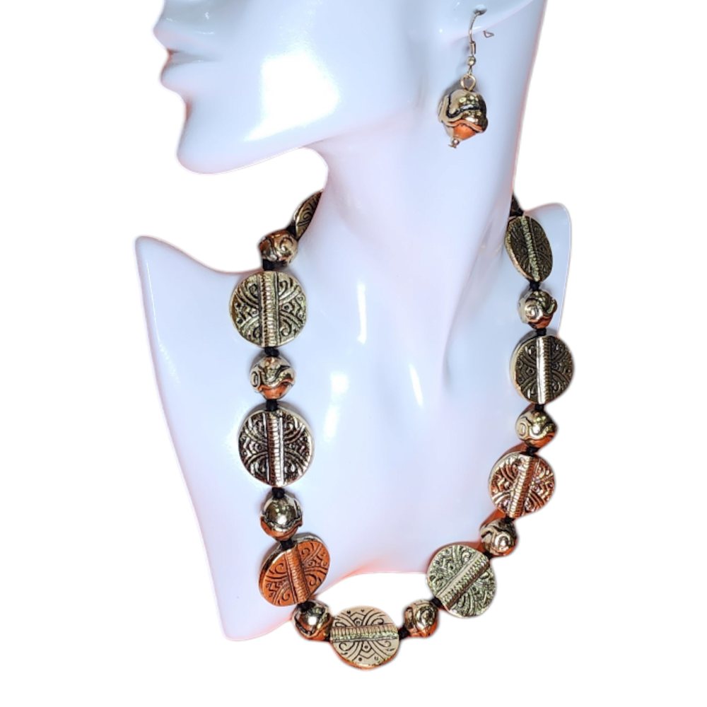 Necklaces Set Gold Beads Coin High Gold Finish Party Wear | Traditional Fashion Jewellery