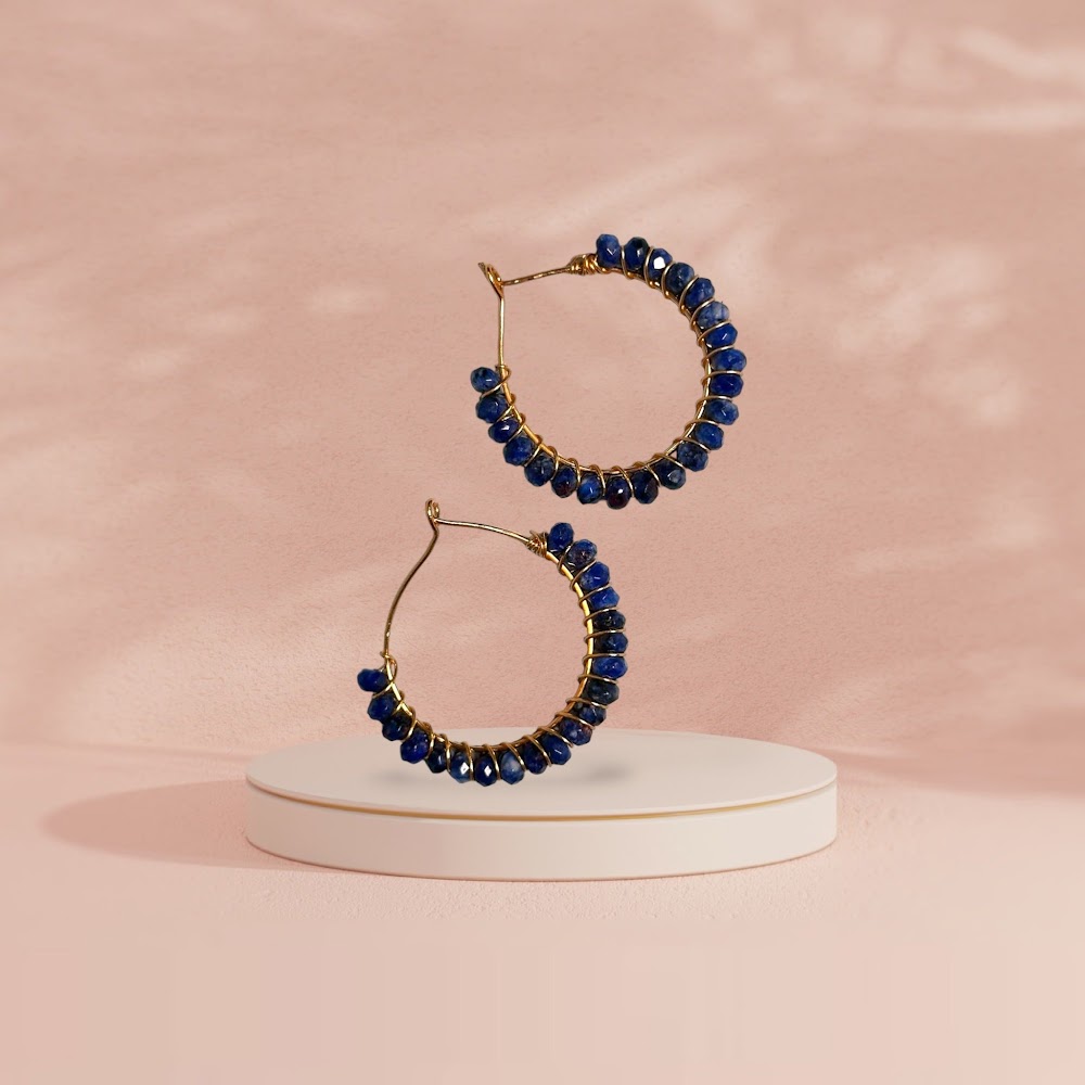 Round Blue Beads Hoop Earring | Traditional Fashion Jewellery