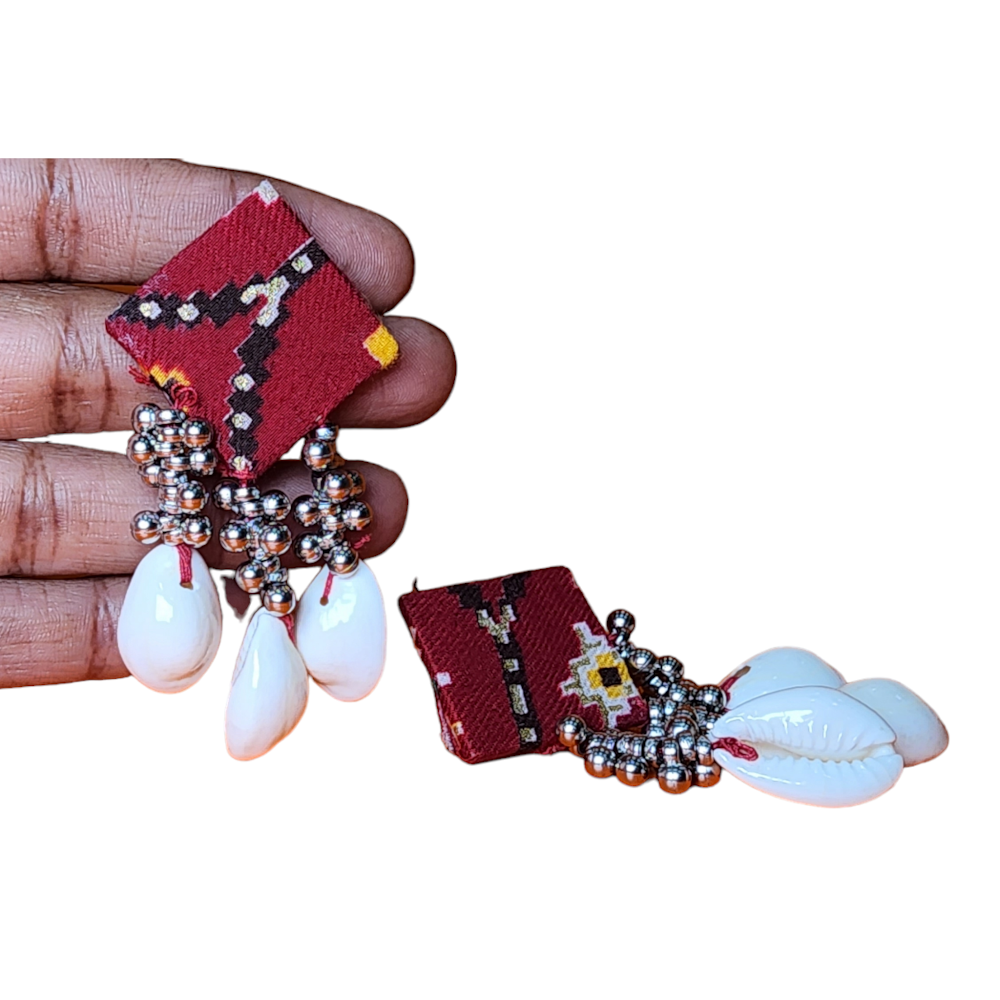 Studs Earrings Sea Shell Fabric Style Party wear Jhumka | Traditional Fashion Jewellery