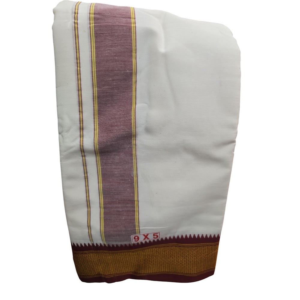 Traditional White Dhoti – 9 Feet (Unstitched Veshti) | Traditional Wear